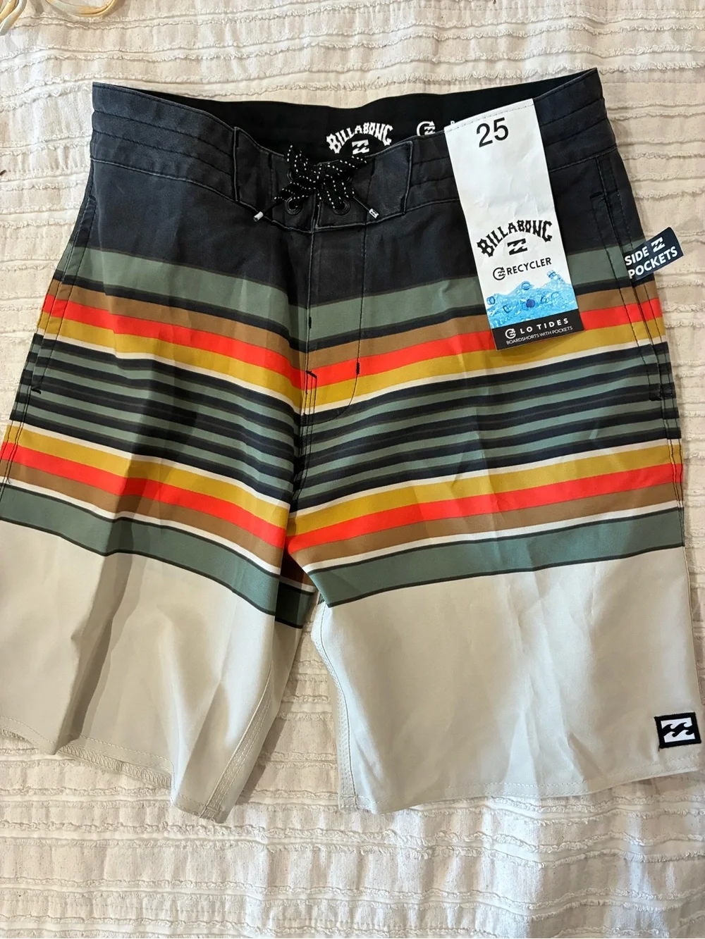 NWT Billabong Men’s Olive Multi-Stripe Boardshorts - Black/Olive/Gray